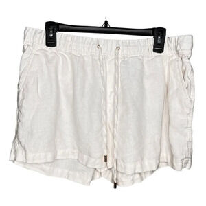 Michael Kors 100% Linen White Shorts Gold Accents Sz. 12